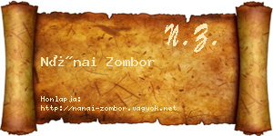 Nánai Zombor névjegykártya